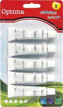 BARV. TEMPERA OPTIMA 5*12ML BELA BLISTER 3018