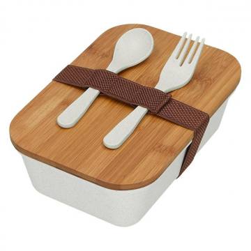 Posoda za hrano BAMBOO s priborom Bež 7893