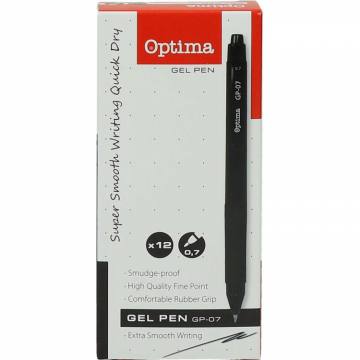Gel pisalo Optima GP-07, črno, 0.7mm Črna 9587